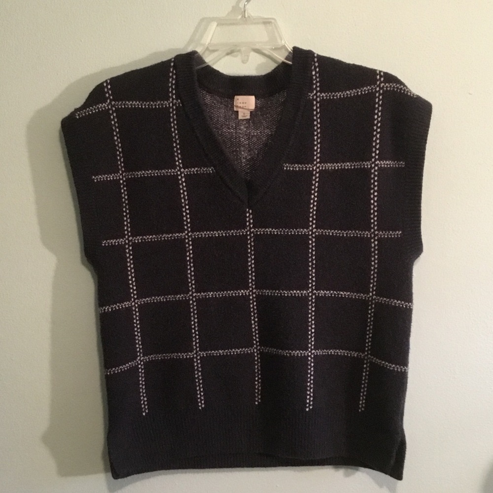 a new day Navy V-Neck Windowpane Sweater Vest